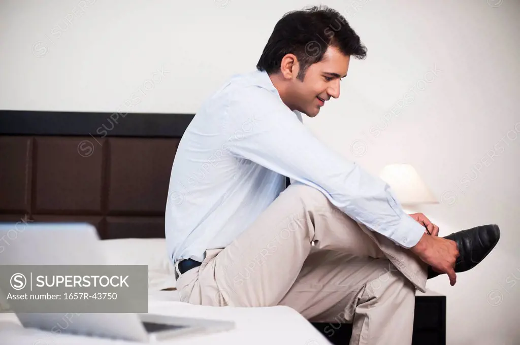 Businessman getting ready for office