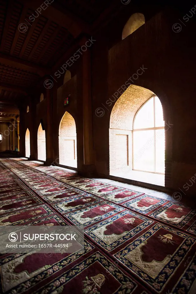 Carpets inside of the Jamia Masjid, Srinagar, Jammu And Kashmir, India