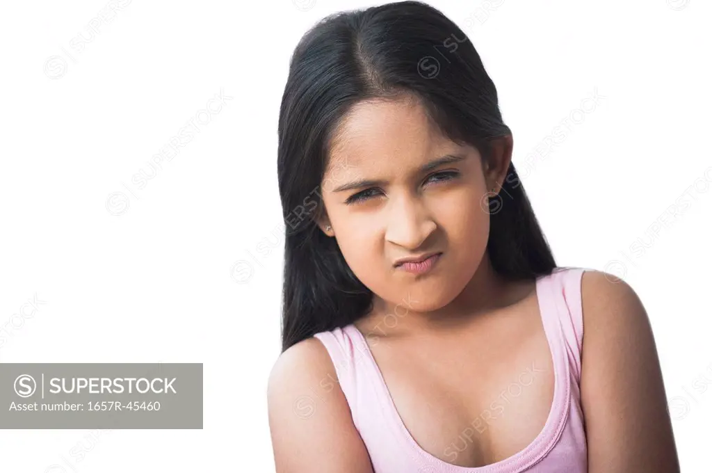 Portrait of a girl looking angry