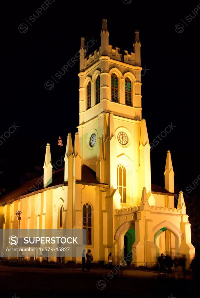 Christ Church at night, Shimla, Himachal Pradesh, India