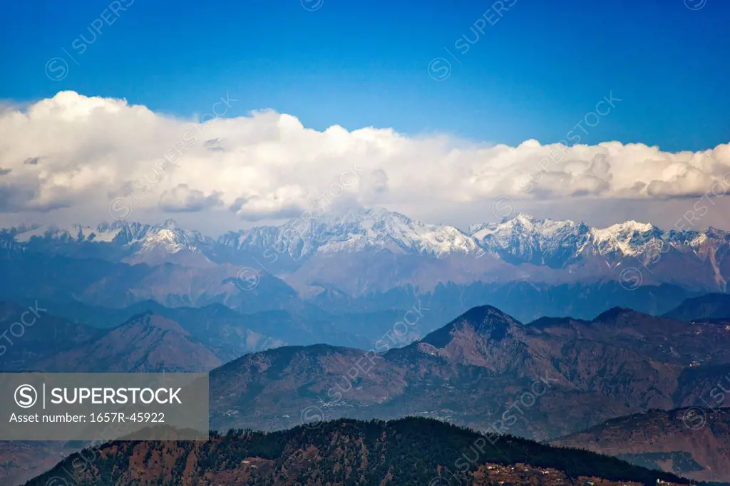 Clouds over mountain range, Shimla, Himachal Pradesh, India
