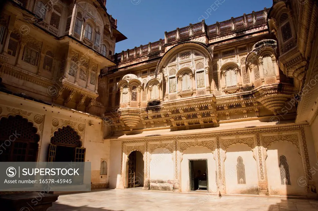 Courtyard of a fort, Meherangarh Fort, Jodhpur, Rajasthan, India