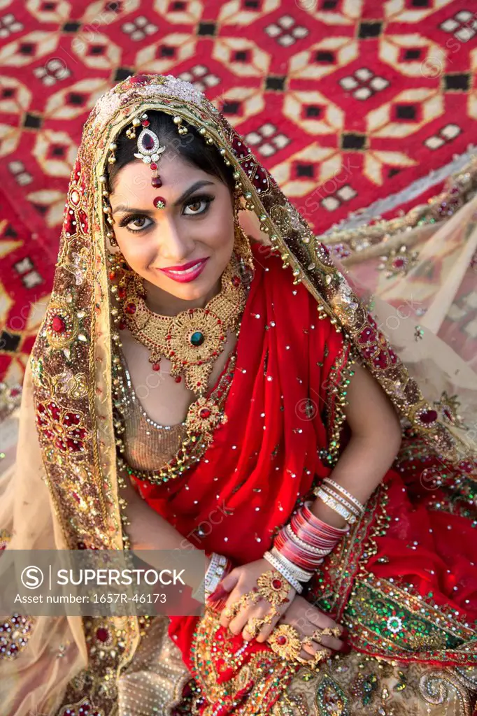 Beautiful Indian bride in traditional wedding dress