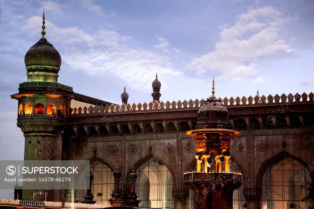 Facade of a Mosque, Mecca Masjid, Charminar, Hyderabad, Andhra Pradesh, India