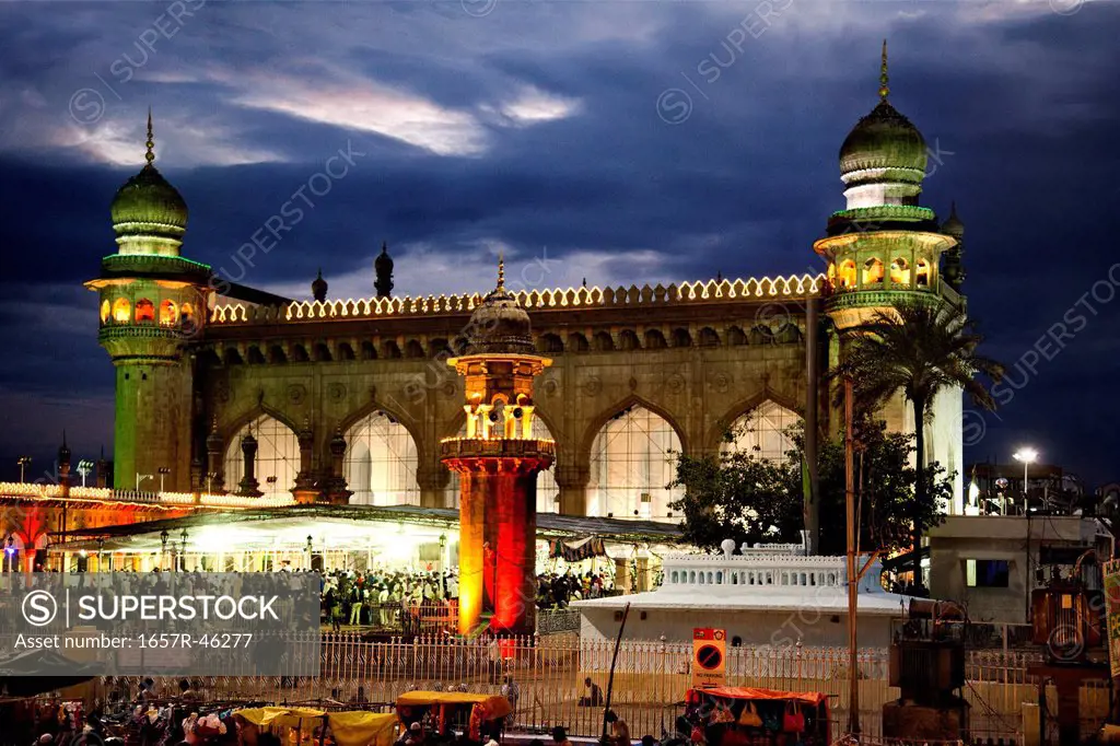 Facade of a Mosque, Mecca Masjid, Charminar, Hyderabad, Andhra Pradesh, India