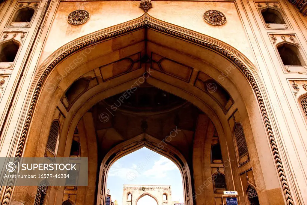 Low angle view of arch, Charminar, Hyderabad, Andhra Pradesh, India
