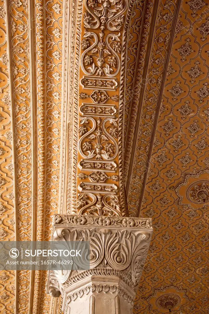 Architectural detail of the arch in palace, Chowmahalla Palace, Hyderabad, Andhra Pradesh, India