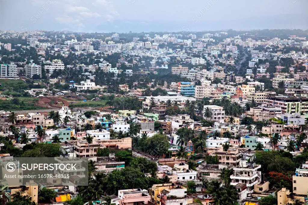 Aerial view of a city, Visakhapatnam, Andhra Pradesh, India