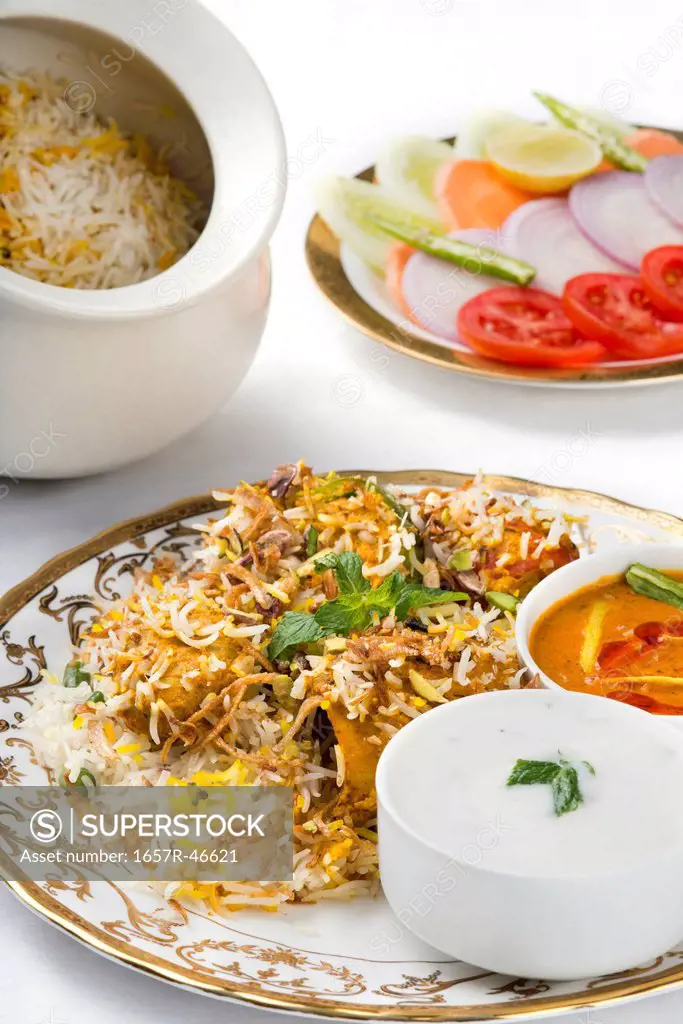Special Tawa Subji Biryani served in a plate