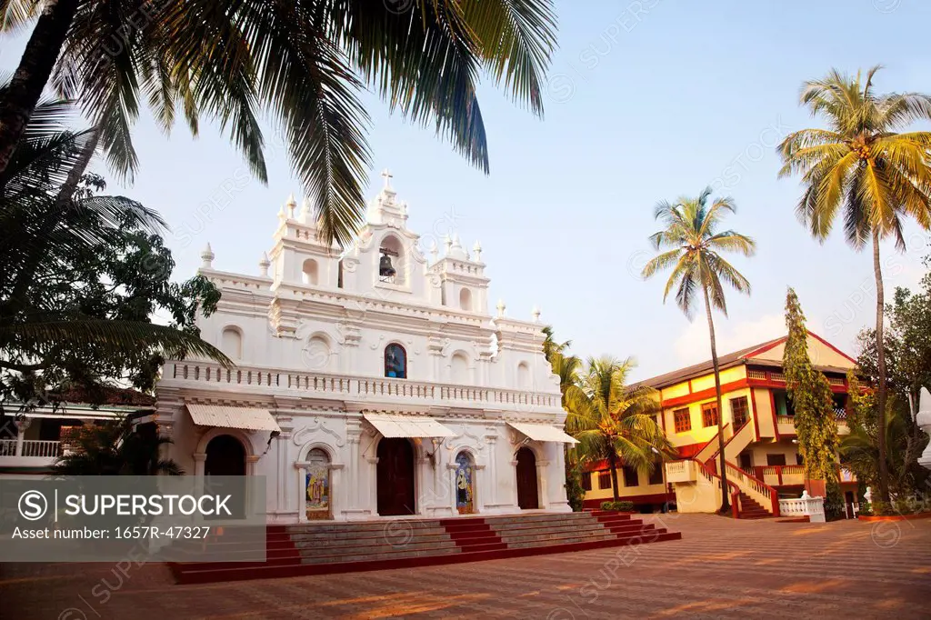 Facade of a church, Our Lady of Mount Carmel, Arambol, Pernem, Goa, India