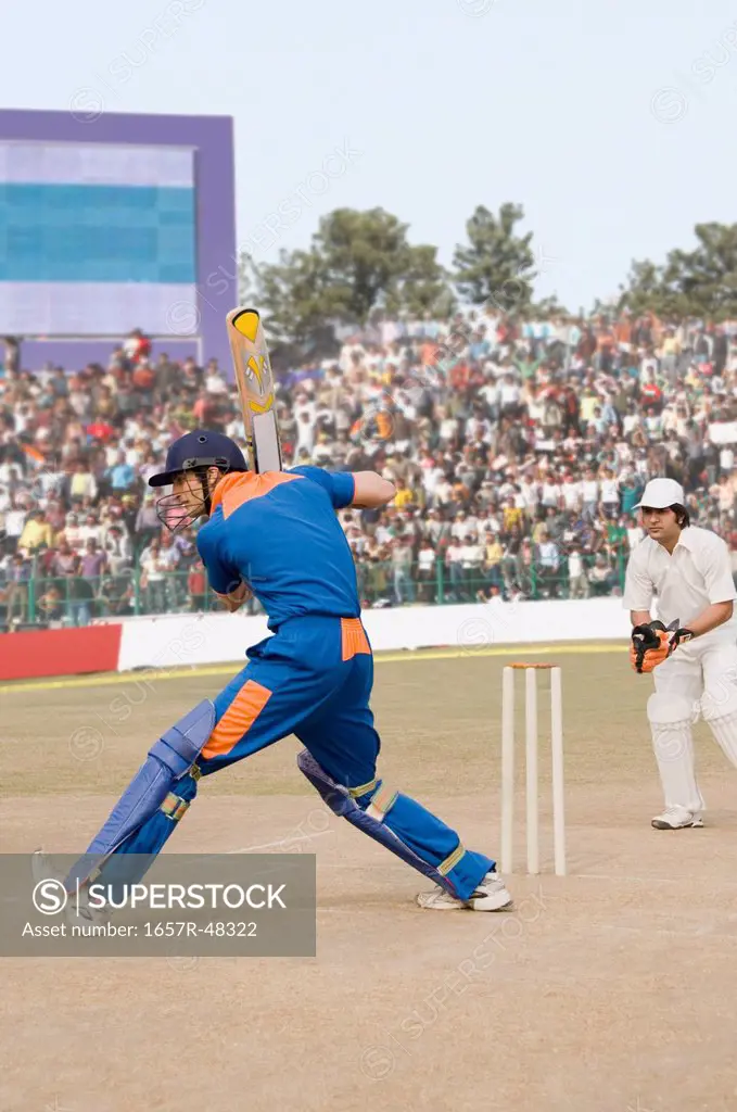 Cricket batsman playing a stroke