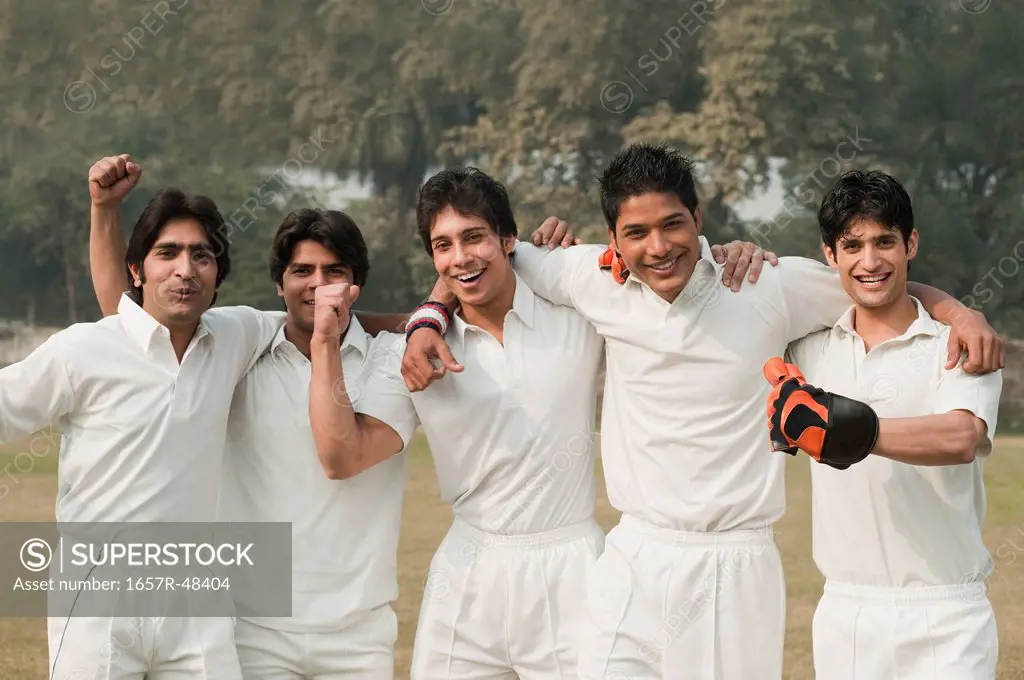 Cricket players celebrating their success