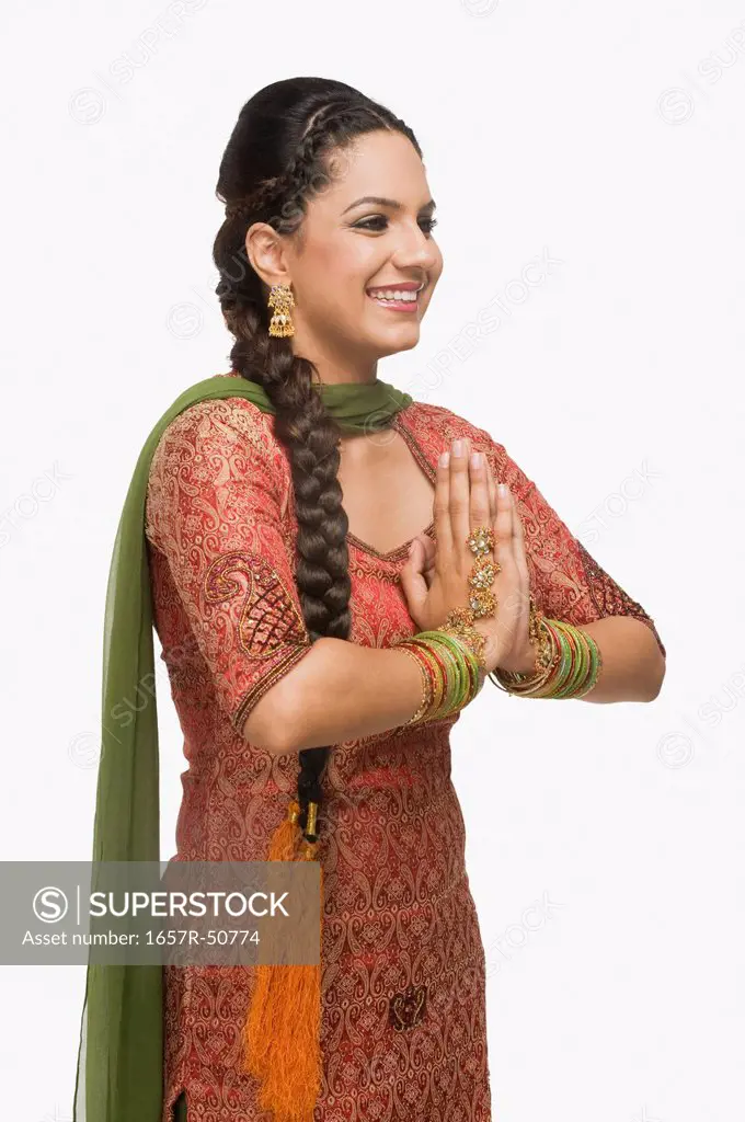 Woman greeting with smile