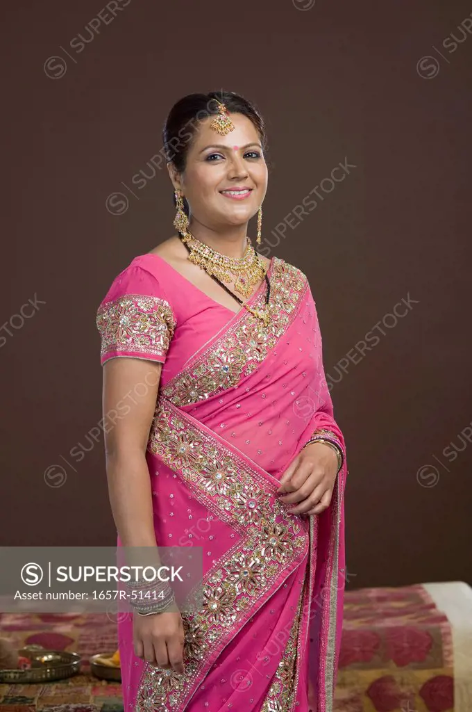 Portrait of a woman in sari and smiling