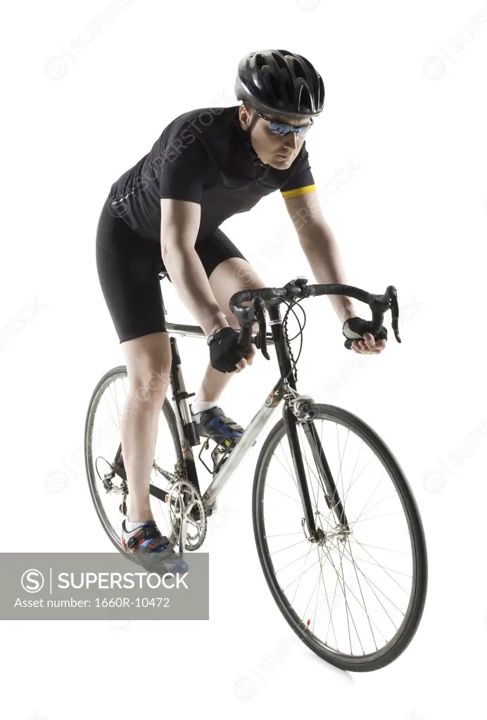 Mature man cycling