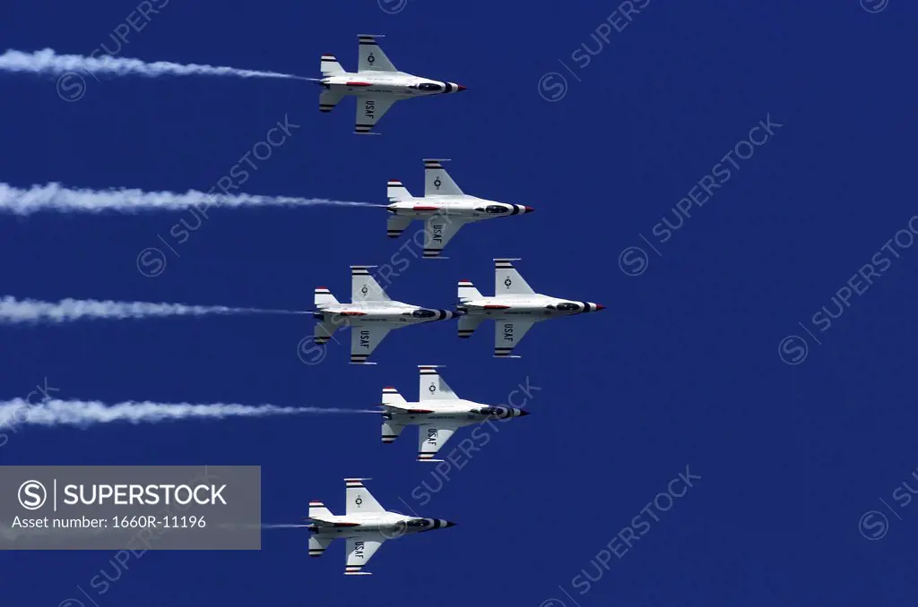 Low angle view of a group of US fighter planes