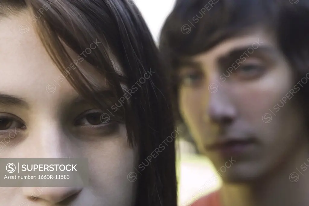 Close-up of a teenage couple