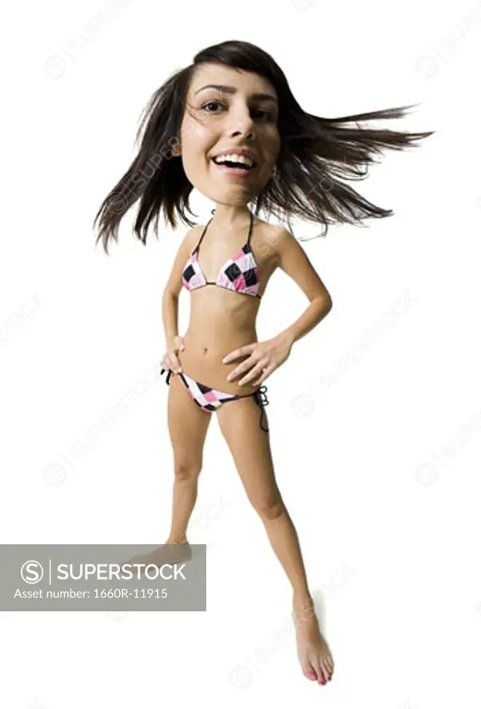 Caricature of a young woman in a bikini