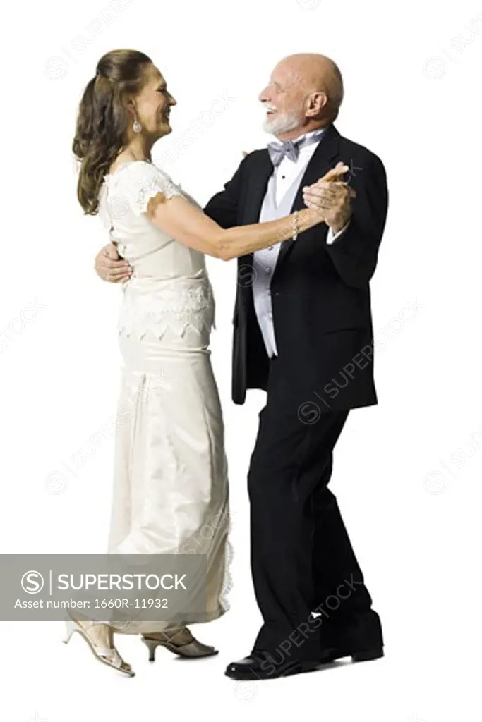 Profile of a senior couple dancing