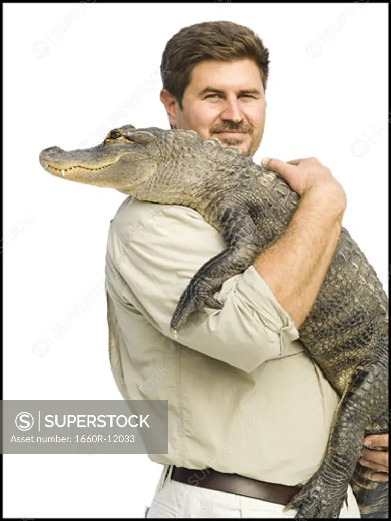 Animal handler with alligator