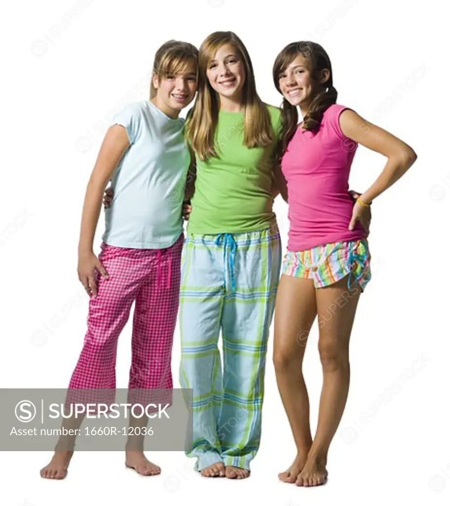 Three girls in pajamas