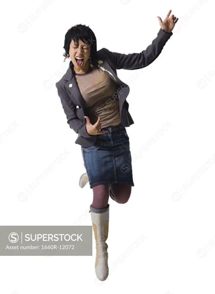 Enthusiastic woman gesturing with hands