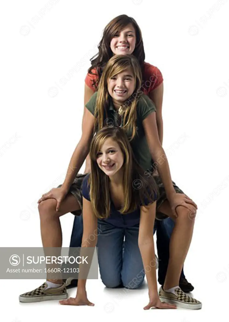 Three girls smiling