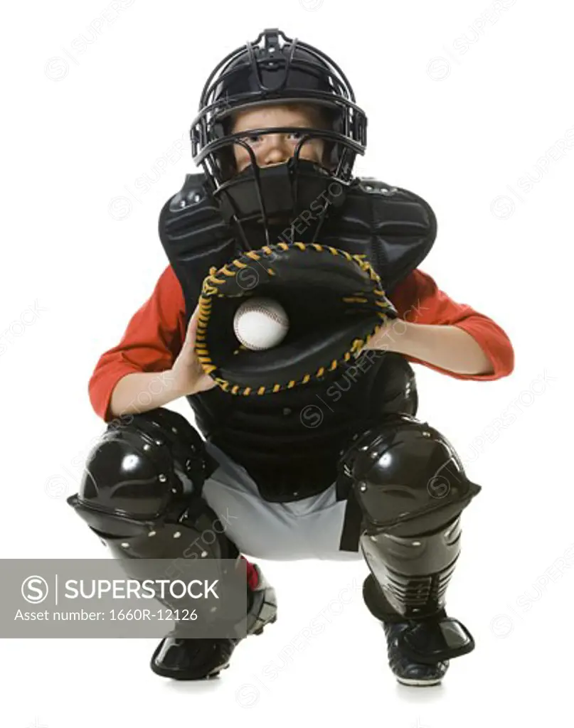 Portrait of a baseball catcher