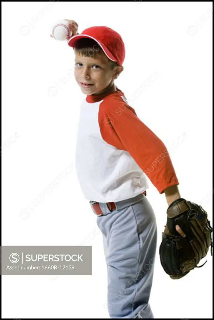 Portrait of a baseball player throwing a baseball