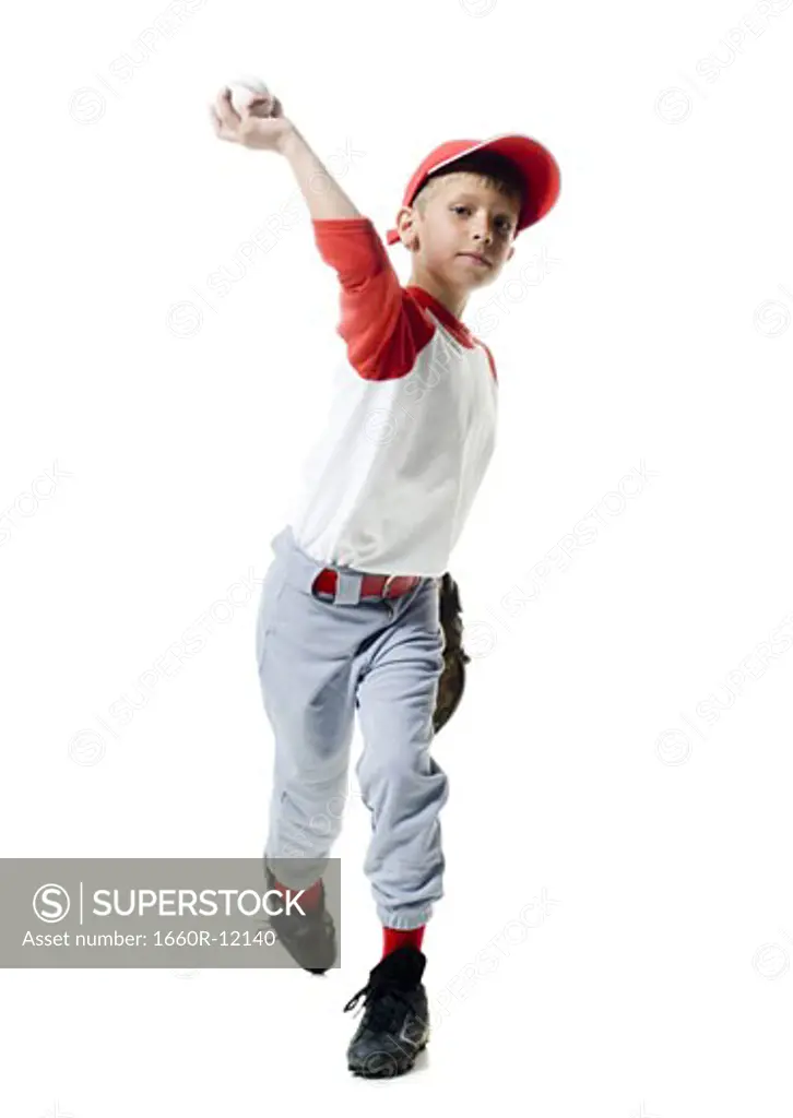 Portrait of a baseball player throwing a baseball