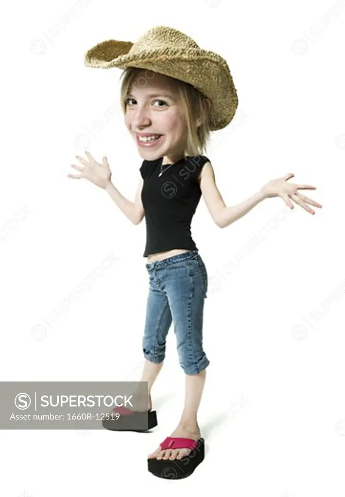 Portrait of a girl wearing a cowboy hat