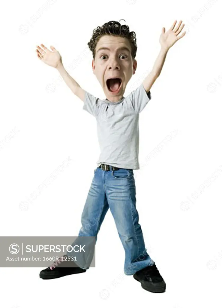 Portrait of a teenage boy shouting