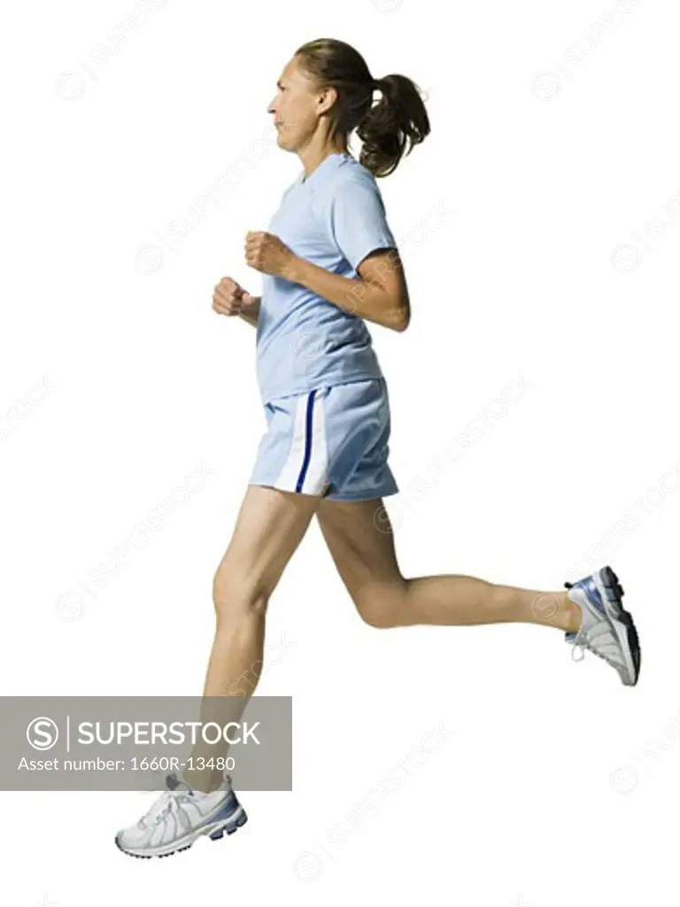 Profile of a senior woman running