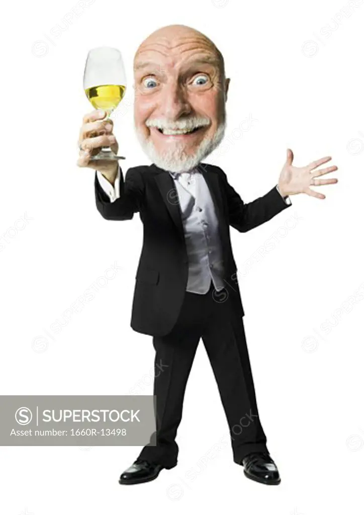 Portrait of a senior man holding a glass of wine