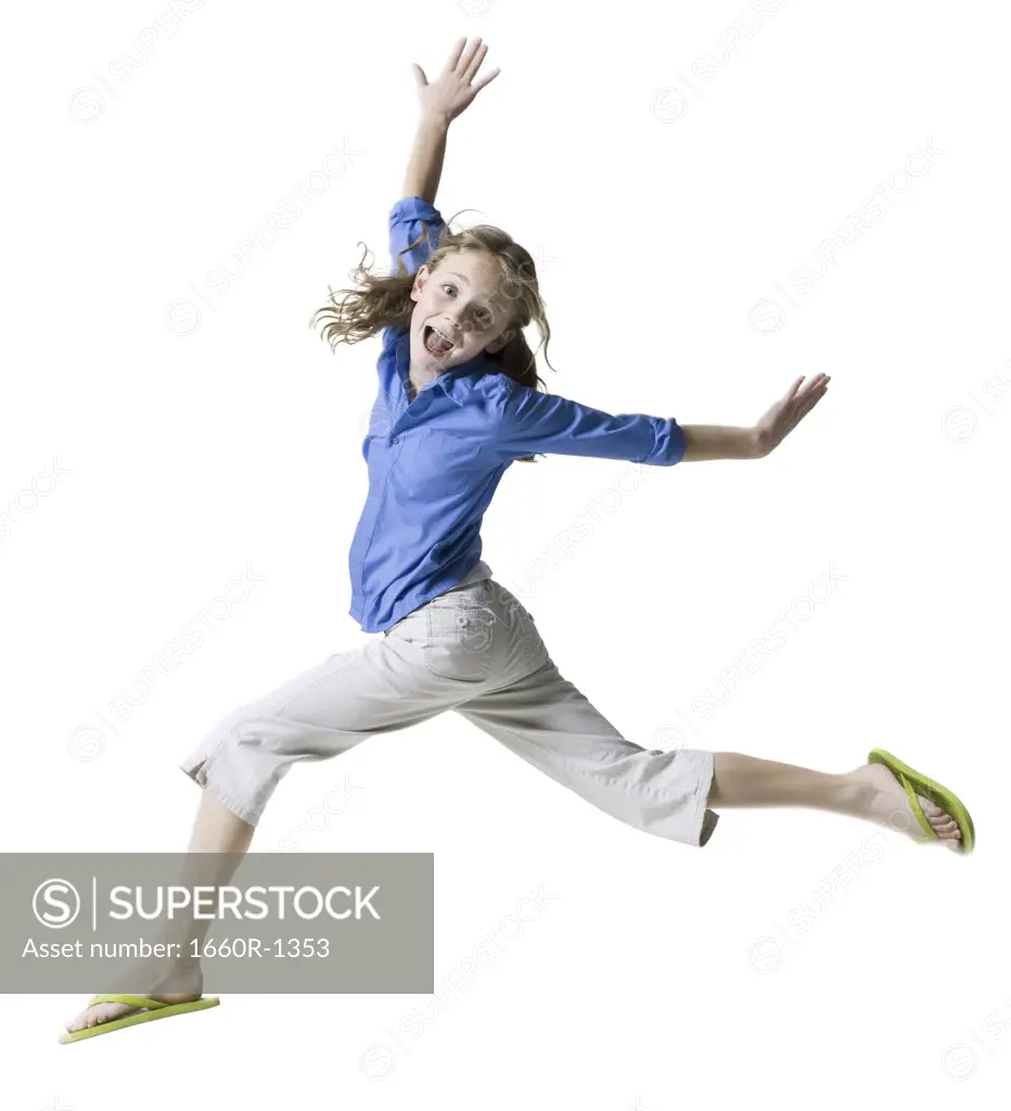 Portrait of a girl running