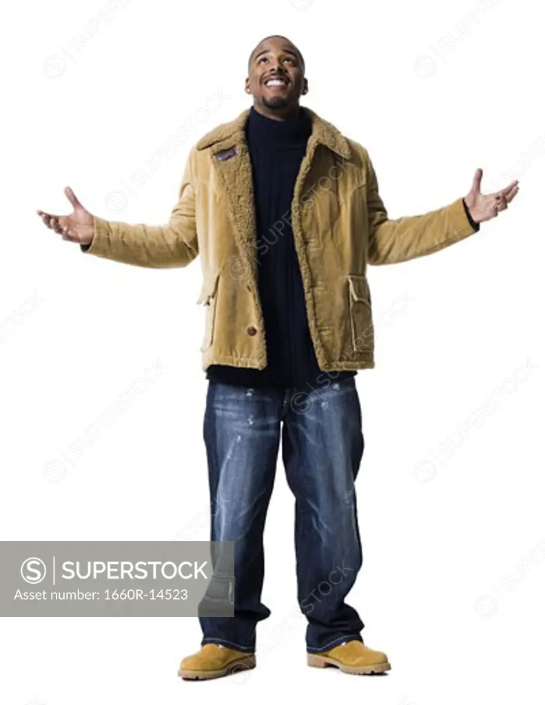 African American with outstretched arms