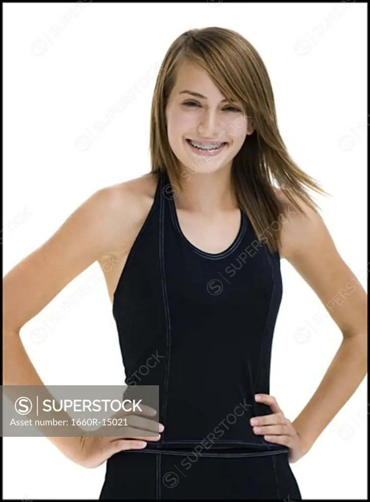 Smiling girl with braces