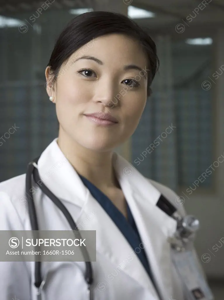 Portrait of a female doctor wearing a stethoscope around her neck