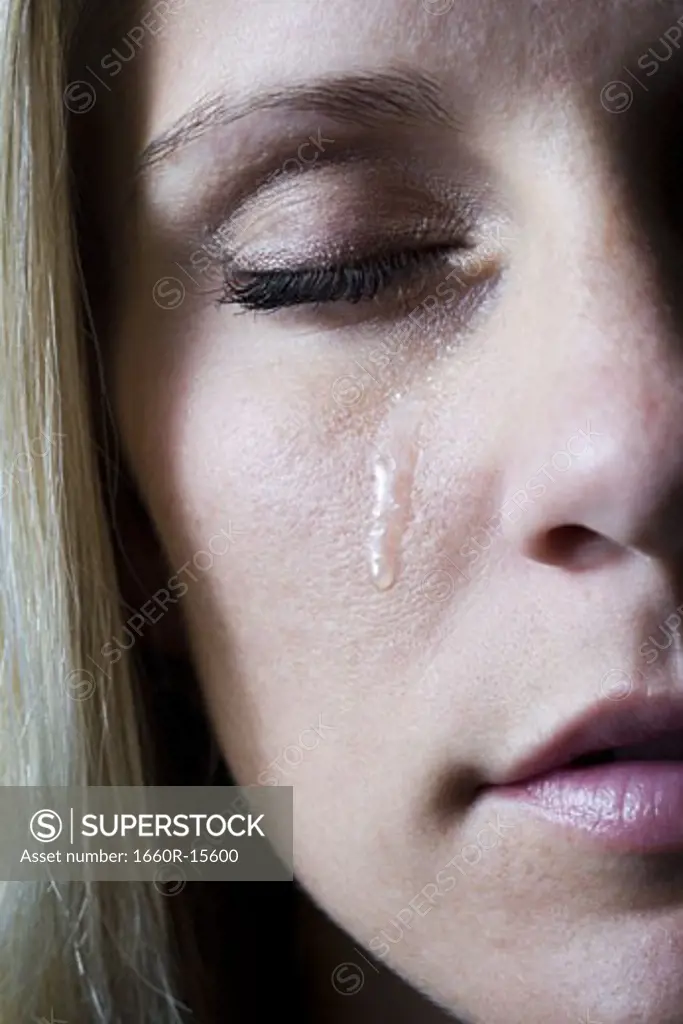 Close-up of a woman crying