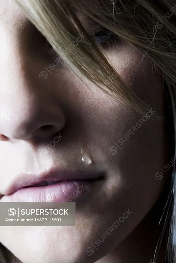 Close-up of a woman crying