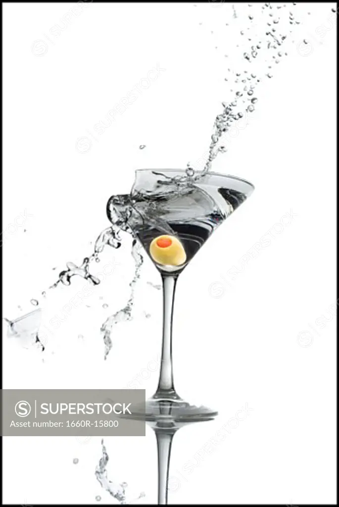 Exploding martini glass