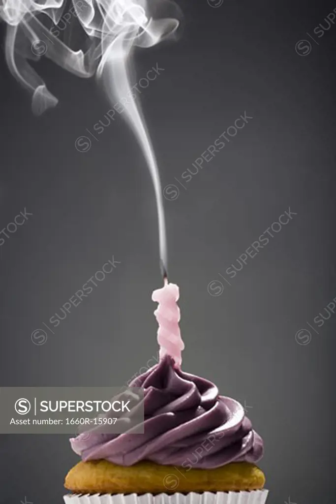 Cupcake with one birthday candle