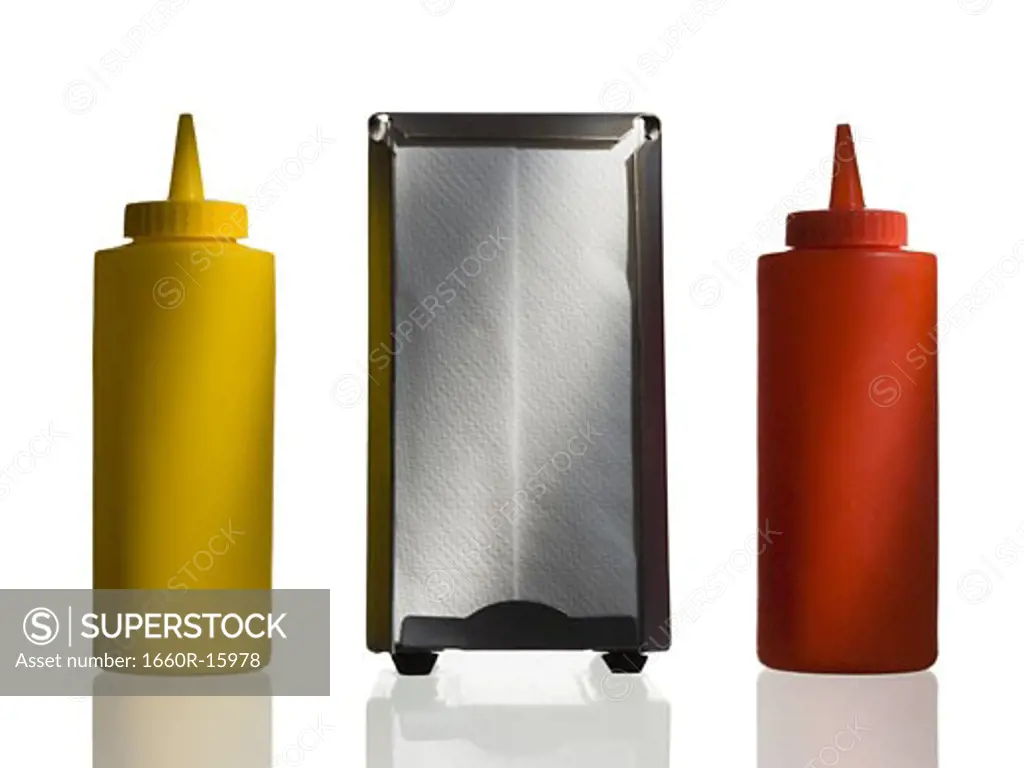 Ketchup mustard and napkin dispenser