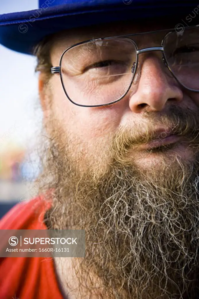 Overweight man with a beard