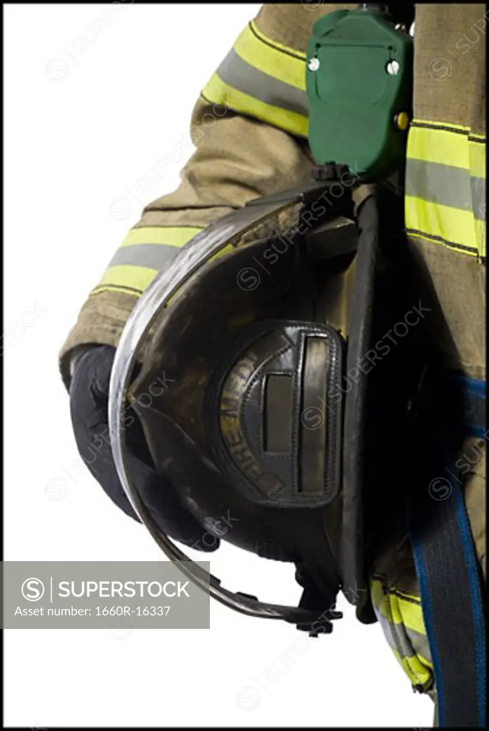 Close-up of firefighter helmet