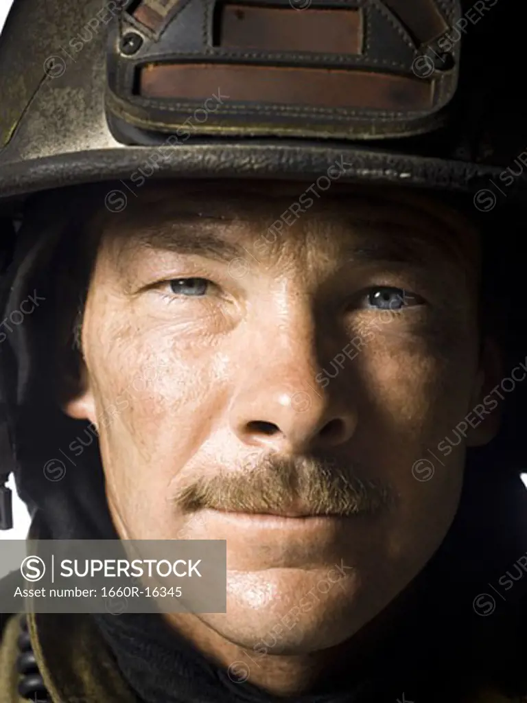 Portrait of a firefighter close-up