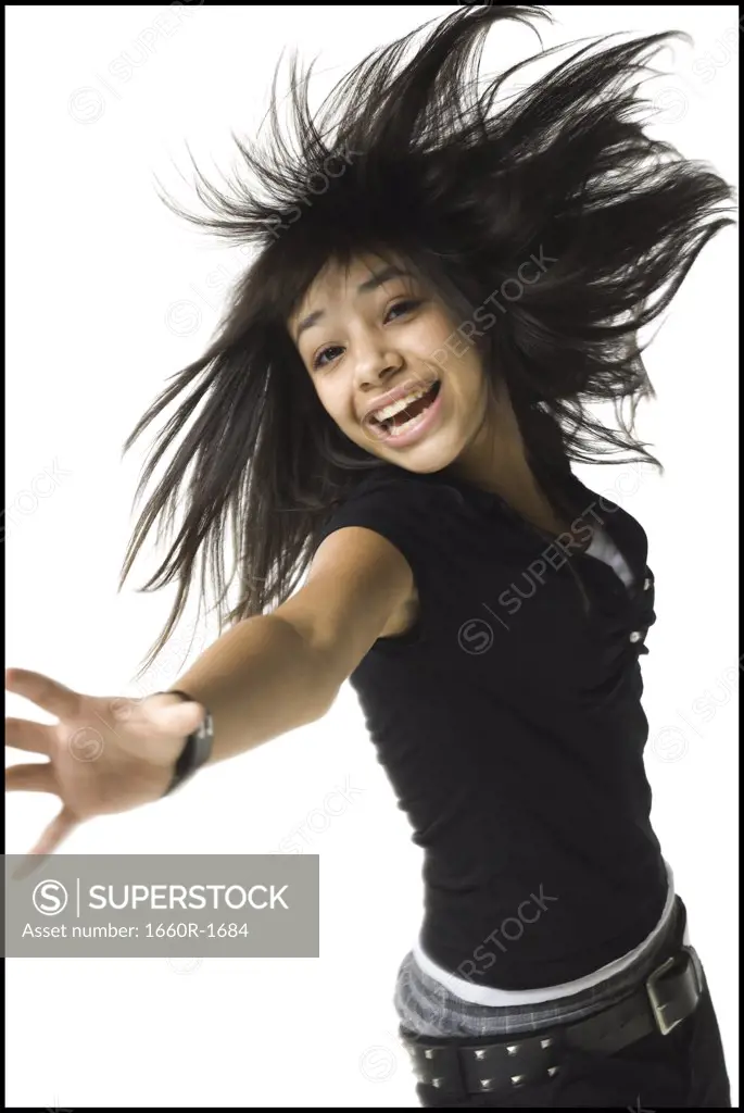 Portrait of a young woman in motion