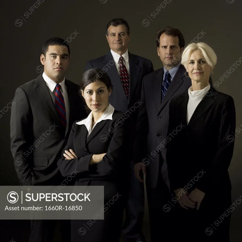 Portrait of five businesspeople standing