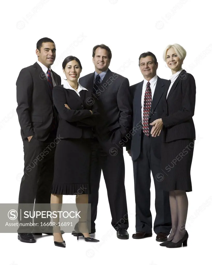 Portrait of five businesspeople smiling