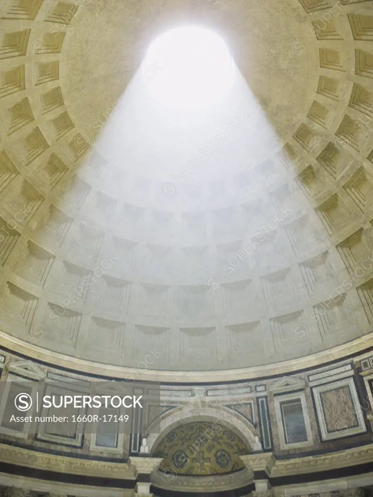 Oculus and coffers inside Pantheon in Rome Italy